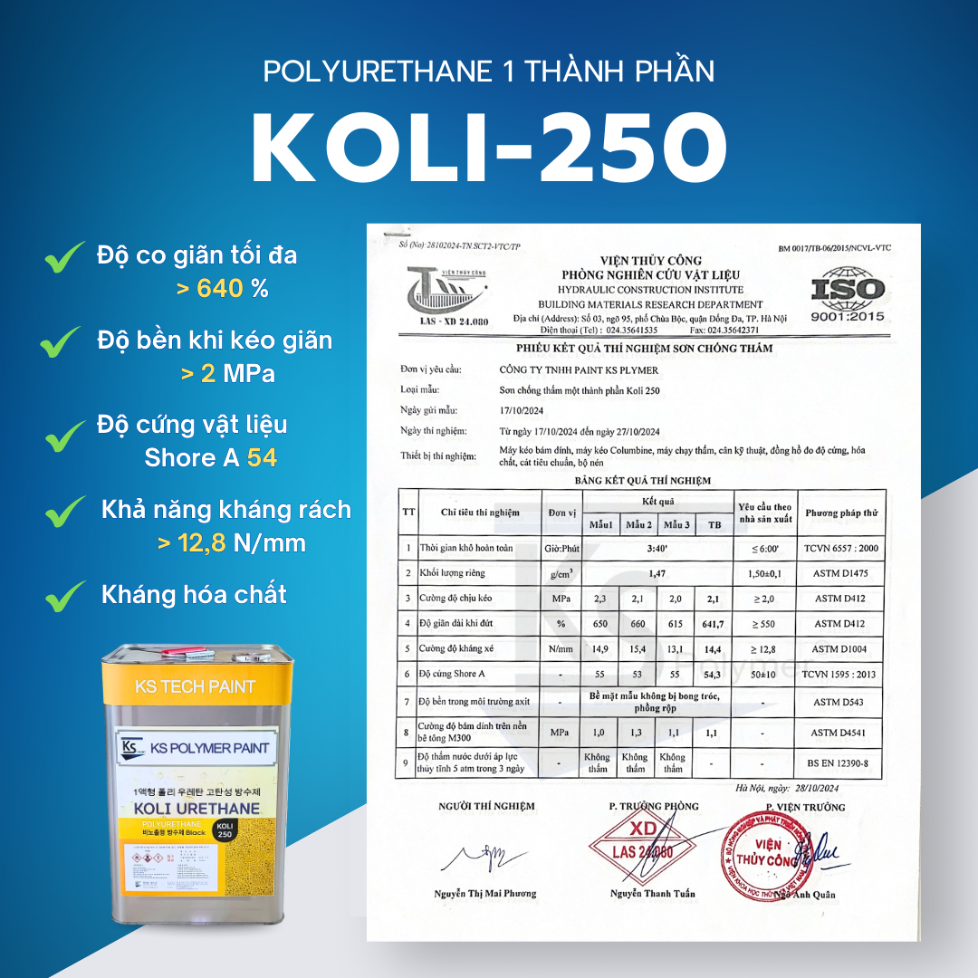 KOLI-250 Keo chống thấm PU siêu đàn hồi