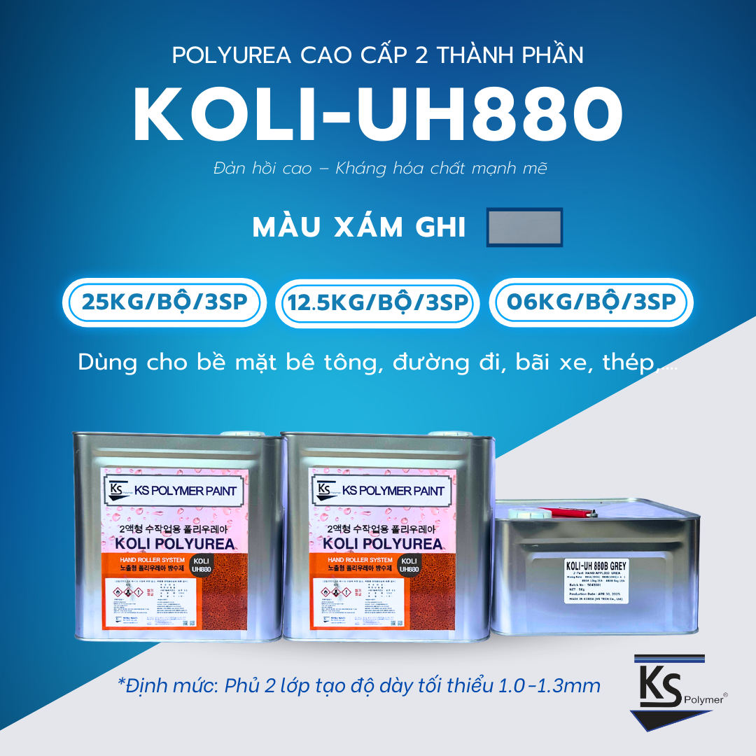POLYUREA nguội KOLI-UH880 – Chống thấm sàn gốc Polyurea khô nhanh, bền bỉ