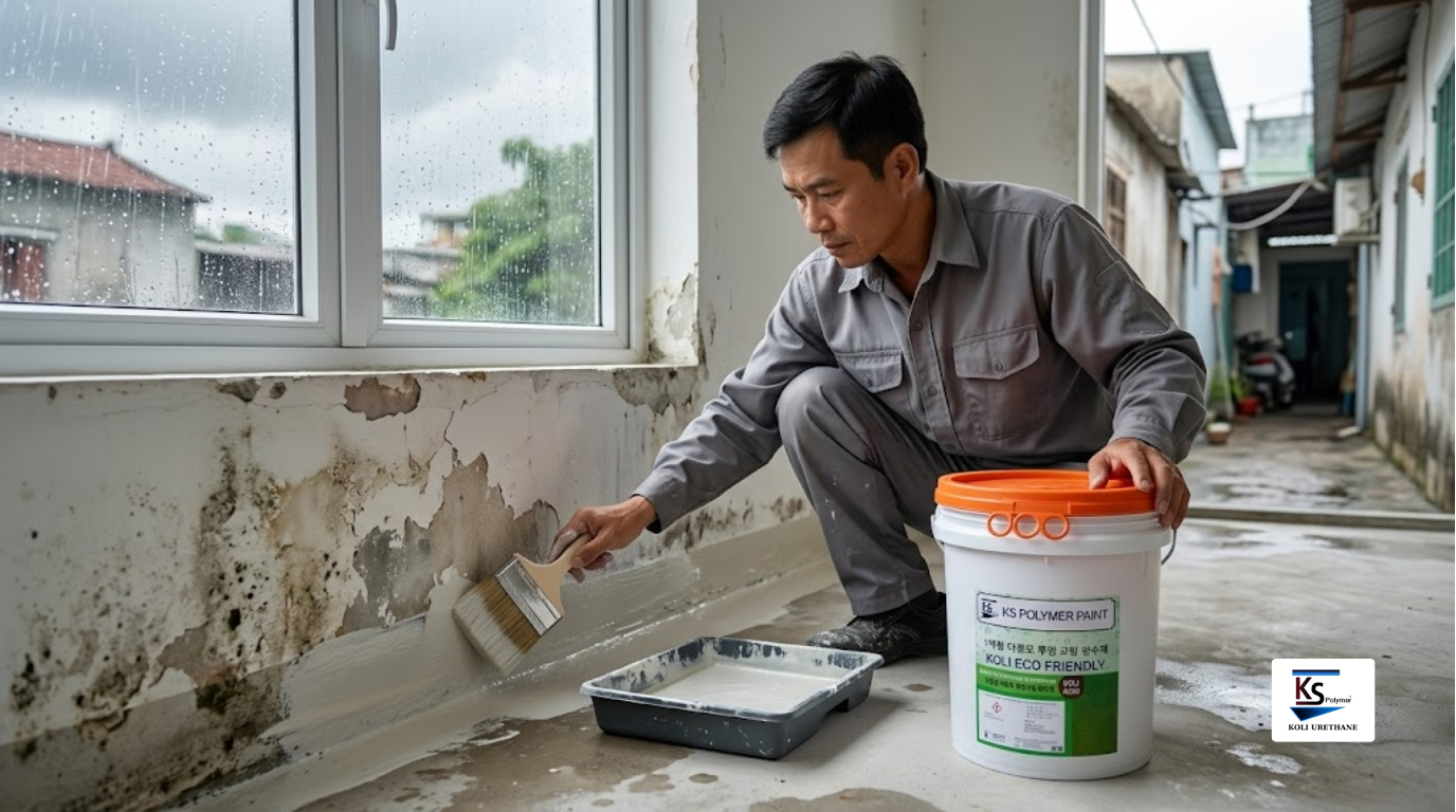 Chống Thấm Chân Tường Khi Cải Tạo Nhà Trong Mùa Mưa Với KOLI-AC90 3 chống thấm chân tường